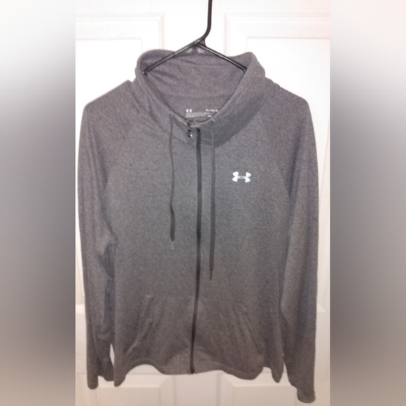 Women's Under Armour HeatGear Full Zip Up Jacket Size XL Gray - Picture 2 of 4
